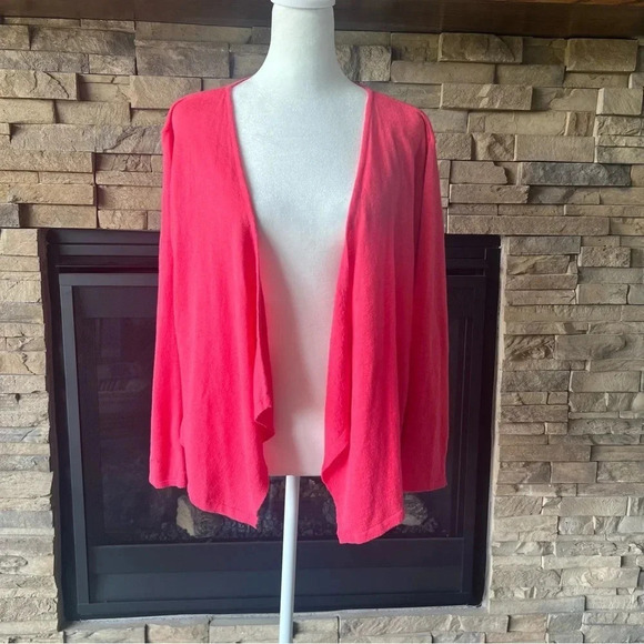 J.Jill Waterfall Pink Linen Blend Cardigan Lightweight Size Medium - Picture 1 of 8